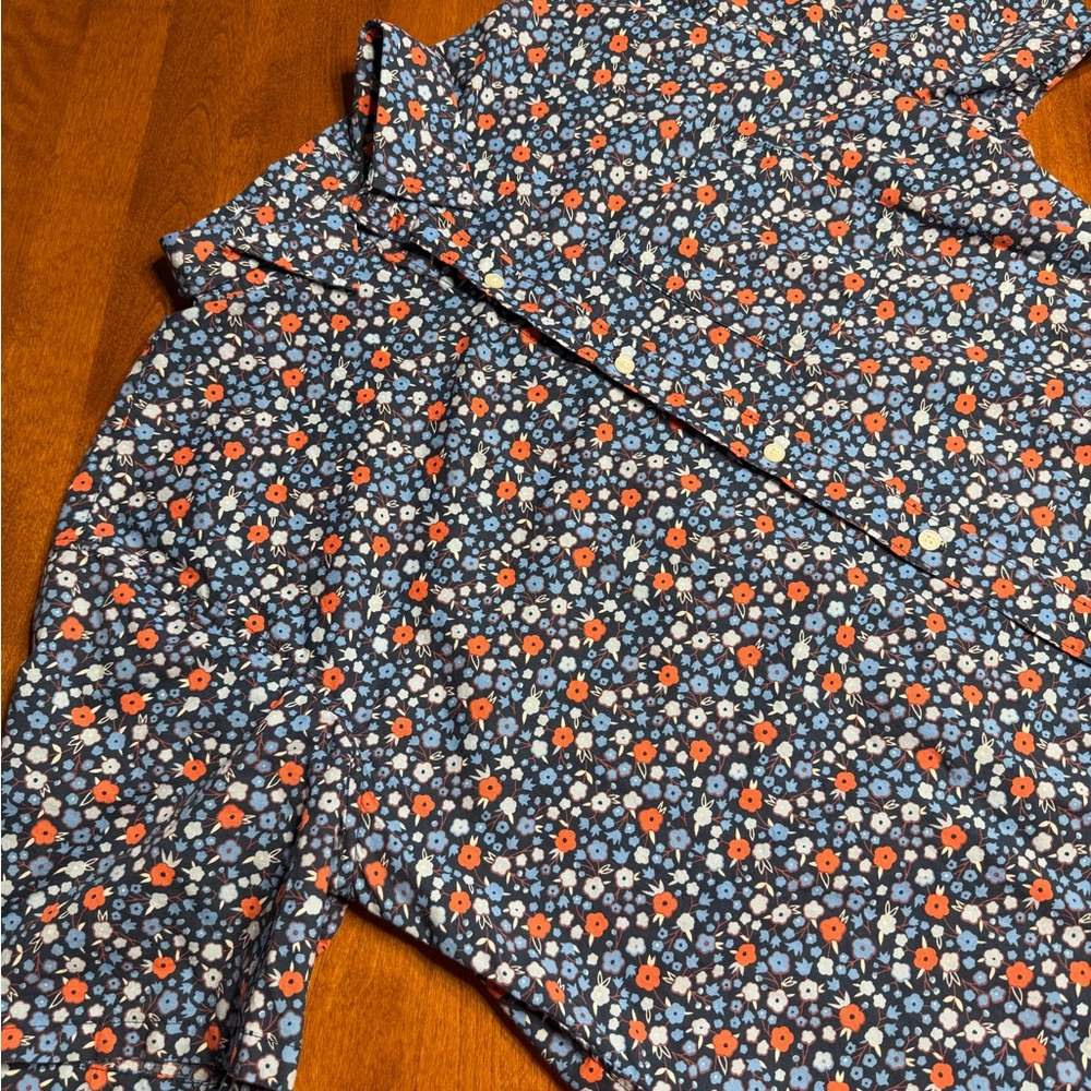 Free Assembly Large Multicolor Floral Short Sleeve Casual Button Down Shirt